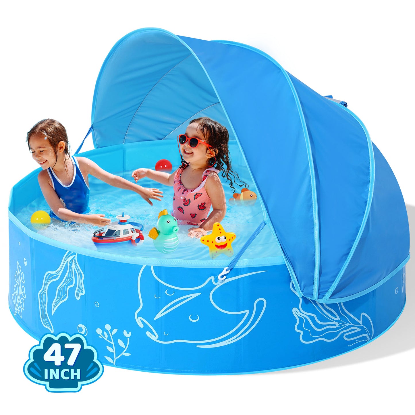 Hikiddy Foldable Kiddie Pool with Canopy