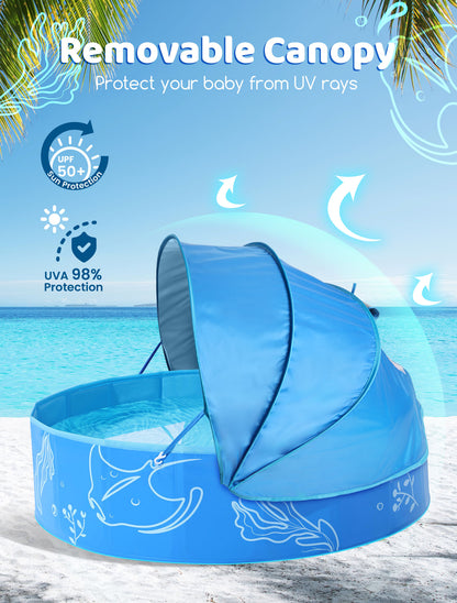 Hikiddy Foldable Kiddie Pool with Canopy