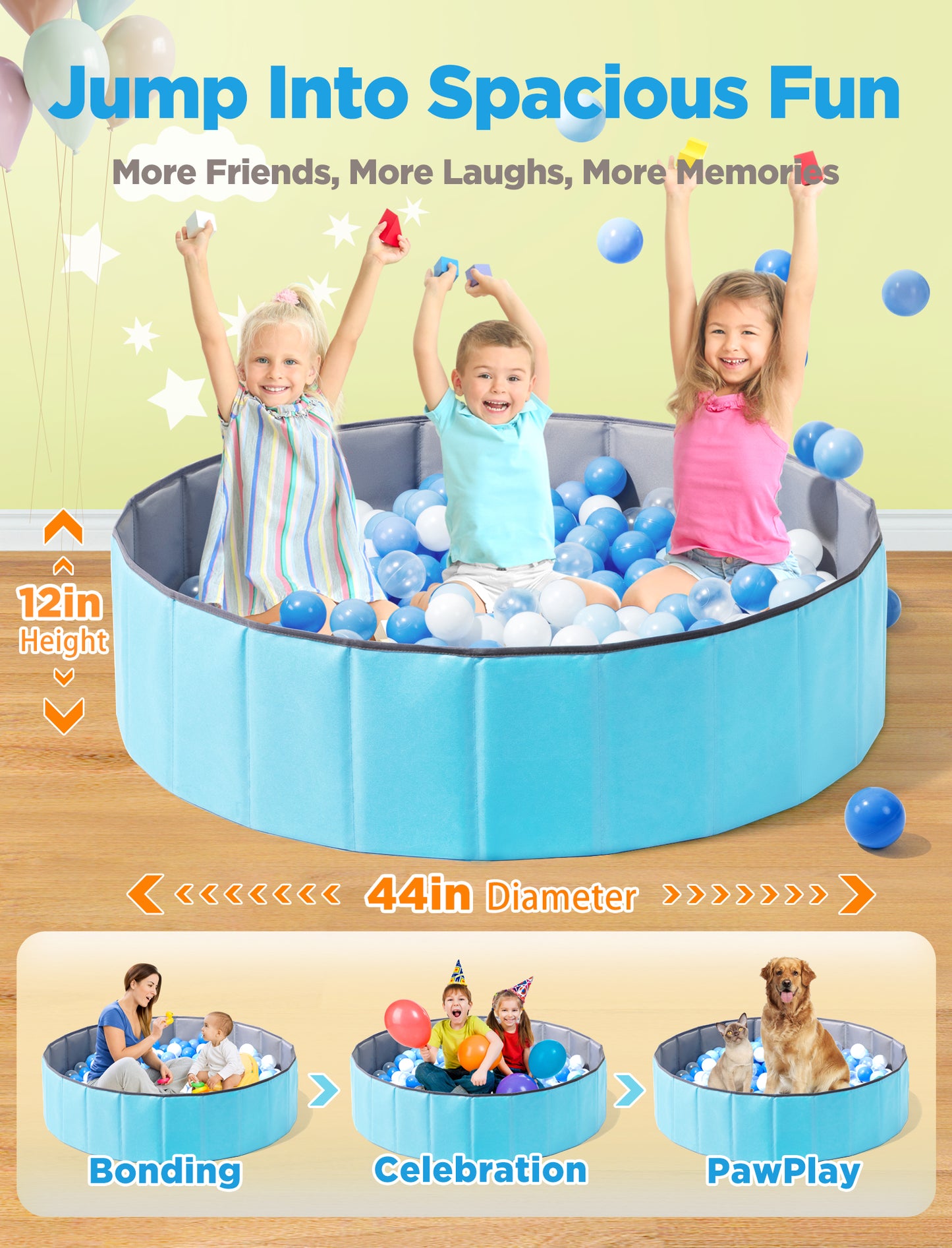 Baby Ball Pit Foldable, 31.5 Inch Ball Pits for Toddlers Round