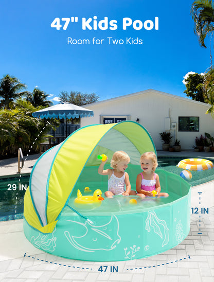 Hikiddy Foldable Kiddie Pool with Canopy