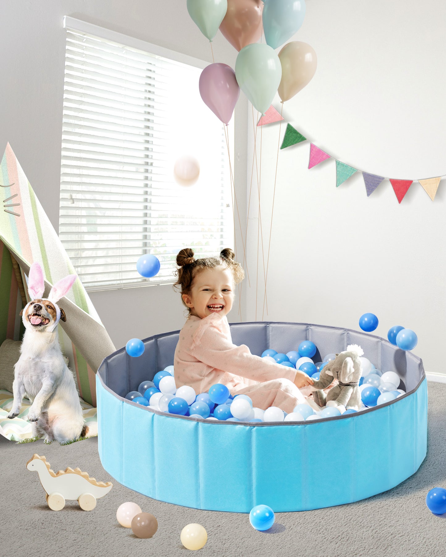 Baby Ball Pit Foldable, 31.5 Inch Ball Pits for Toddlers Round