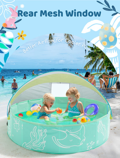 Hikiddy Foldable Kiddie Pool with Canopy