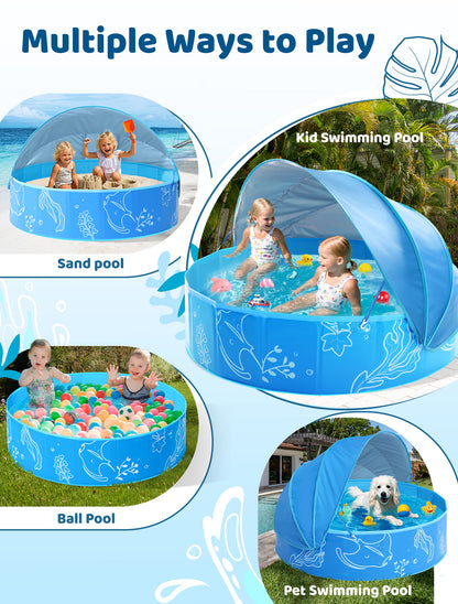 Hikiddy Foldable Kiddie Pool with Canopy