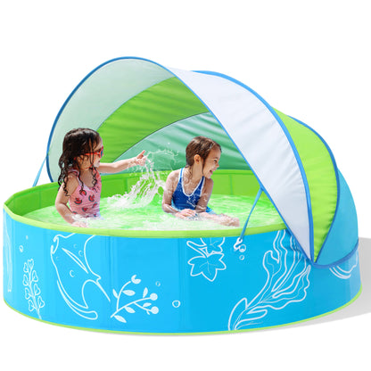 Hikiddy Foldable Kiddie Pool with Canopy