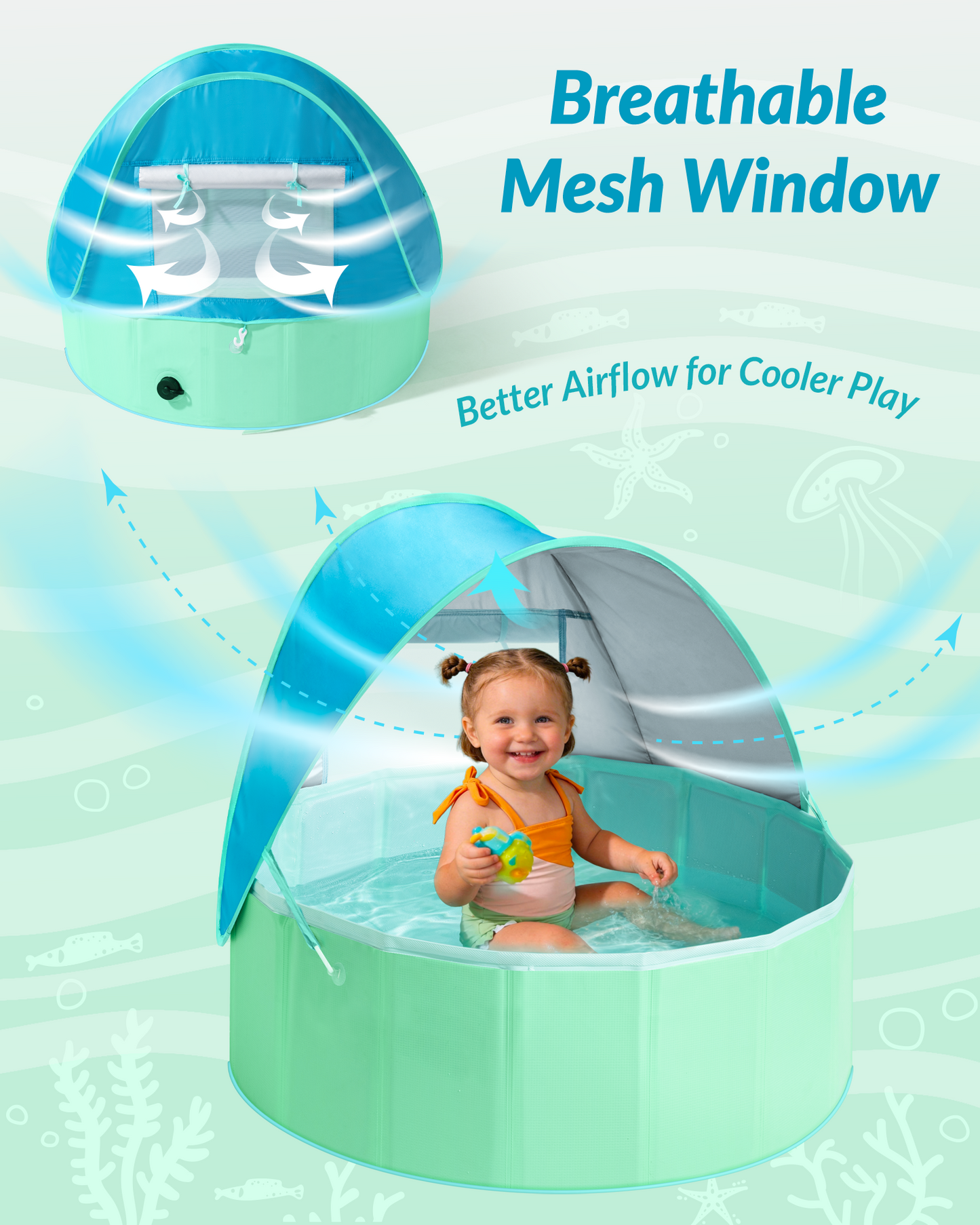 Hikiddy Foldable Kiddie Pool with Canopy
