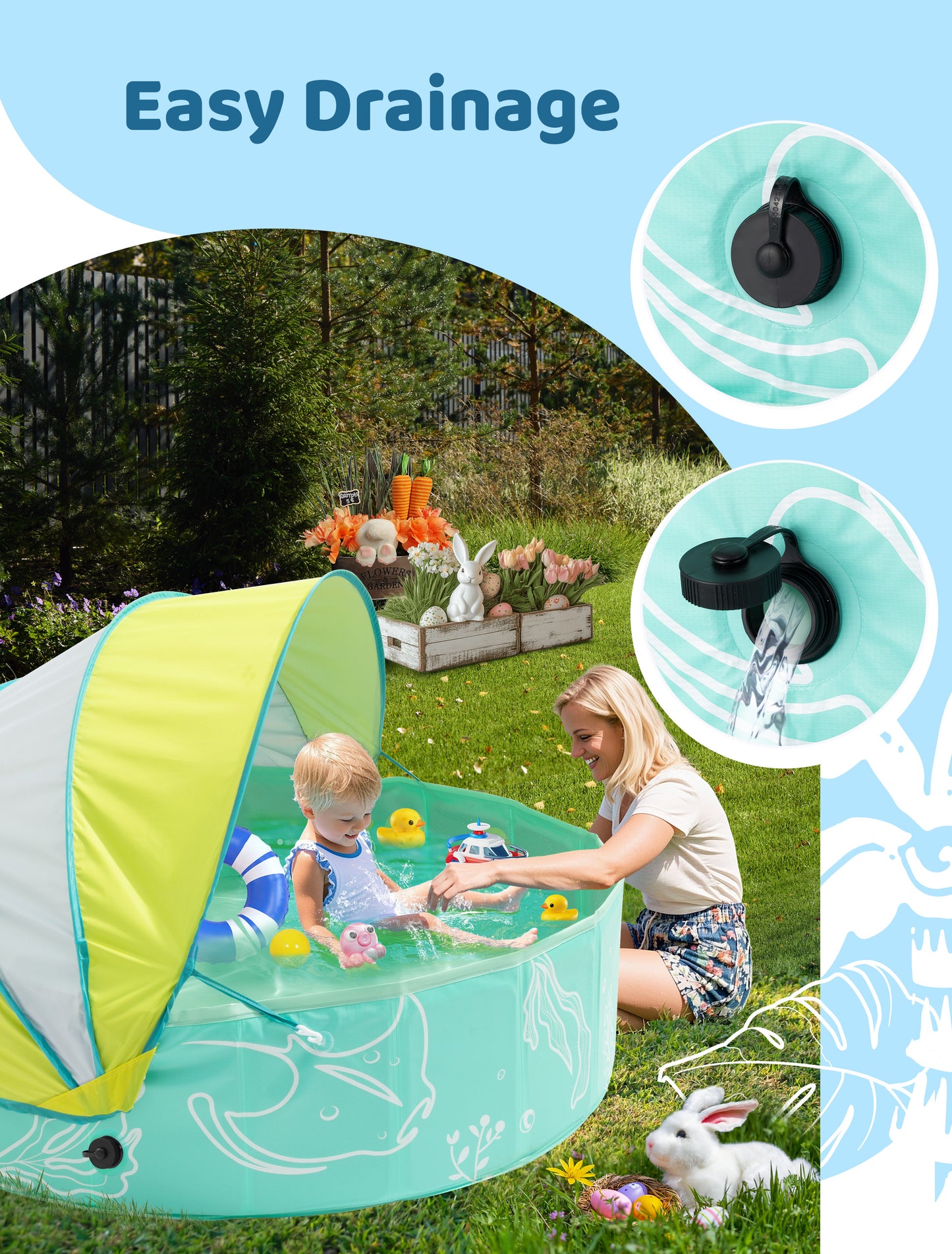 Hikiddy Foldable Kiddie Pool with Canopy