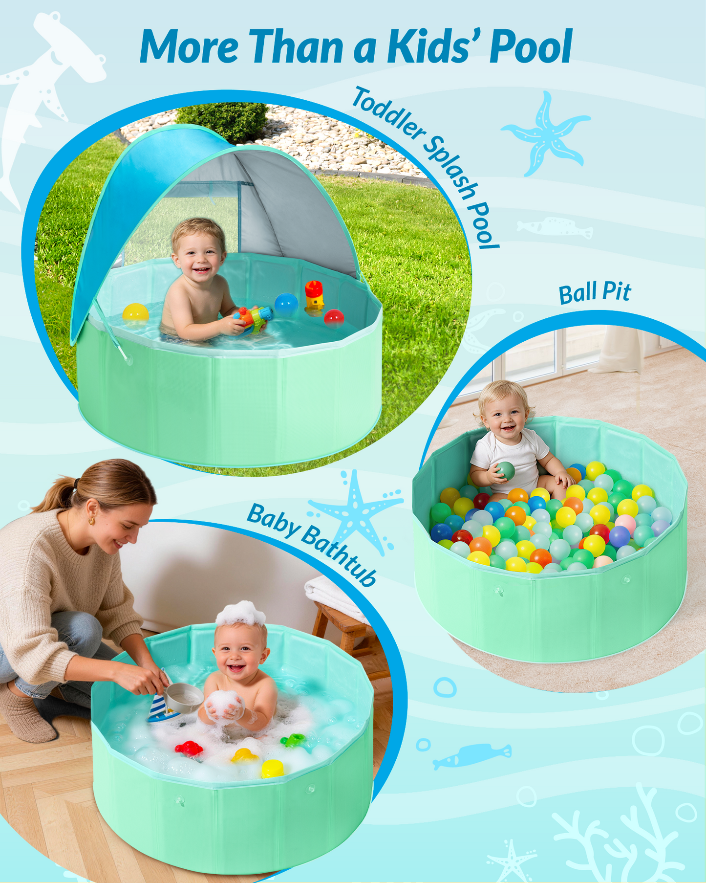 Hikiddy Foldable Kiddie Pool with Canopy