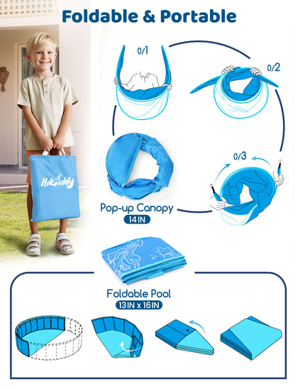 Hikiddy Foldable Kiddie Pool with Canopy