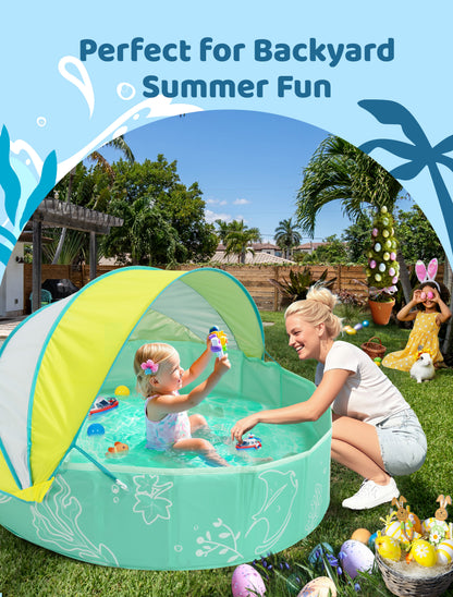 Hikiddy Foldable Kiddie Pool with Canopy