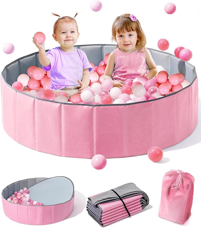 Large Ball Pit for Toddlers - 44 in Baby Ball Pit with Pop-Up Playmat, Portable and Foldable Kids Ball Pit, Dog Play Pit, Indoor and Outdoor Use, Hold Over 800 Balls, Balls Not Include